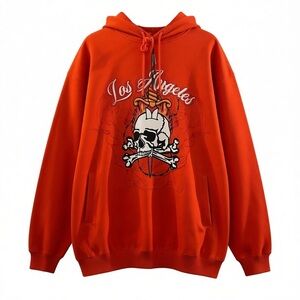 Watson Vibrant Red Skull Graphic Hoodie